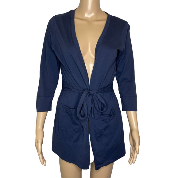 Women's Large Theory Robe Solani List Tie Wrap Cotton Light Cardigan - Picture 1 of 5